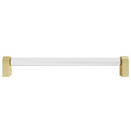 Hapny Home [C503-SB] Acrylic &amp; Solid Brass Cabinet Pull Handle - Clarity Series - Oversized - Clear - Satin Brass Finish - 8&quot; C/C - 8 3/8&quot; L