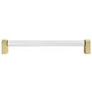 Hapny Home [C503-SB] Acrylic & Solid Brass Cabinet Pull Handle - Clarity Series - Oversized - Clear - Satin Brass Finish - 8" C/C - 8 3/8" L
