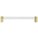 Hapny Home [C503-SB] Acrylic &amp; Solid Brass Cabinet Pull Handle - Clarity Series - Oversized - Clear - Satin Brass Finish - 8&quot; C/C - 8 3/8&quot; L