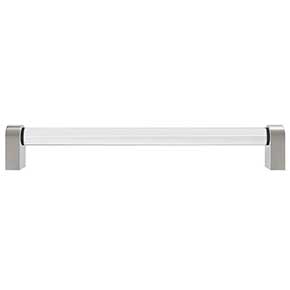 Hapny Home [C503-SN] Acrylic & Solid Brass Cabinet Pull Handle - Clarity Series - Oversized - Clear - Satin Nickel Finish - 8" C/C - 8 3/8" L