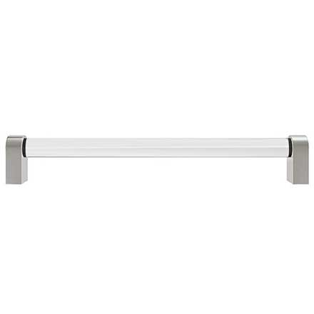 Hapny Home [C503-SN] Acrylic &amp; Solid Brass Cabinet Pull Handle - Clarity Series - Oversized - Clear - Satin Nickel Finish - 8&quot; C/C - 8 3/8&quot; L