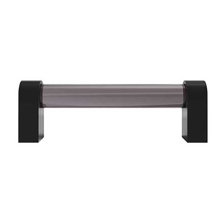 Hapny Home [C501-BMB] Acrylic &amp; Solid Brass Cabinet Pull Handle - Clarity Series - Standard Size - Smoke - Matte Black Finish - 96mm C/C - 4 3/16&quot; L