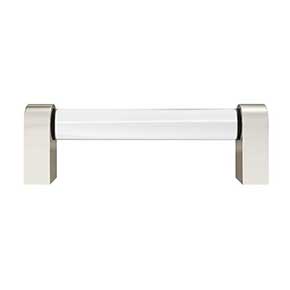 Hapny Home [C501-PN] Acrylic & Solid Brass Cabinet Pull Handle - Clarity Series - Standard Size - Clear - Polished Nickel Finish - 96mm C/C - 4 3/16" L