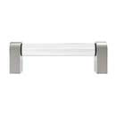 Hapny Home [C501-SN] Acrylic & Solid Brass Cabinet Pull Handle - Clarity Series - Standard Size - Clear - Satin Nickel Finish - 96mm C/C - 4 3/16" L