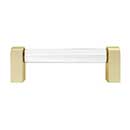 Hapny Home [C501-SB] Acrylic & Solid Brass Cabinet Pull Handle - Clarity Series - Standard Size - Clear - Satin Brass Finish - 96mm C/C - 4 3/16" L