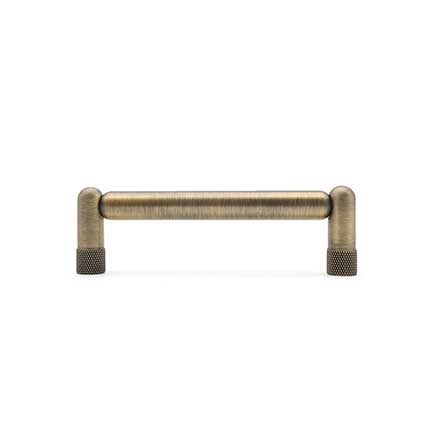Hapny Home [K571-AB] Solid Brass Cabinet Pull Handle - Knurled Series - Standard Size - Aged Brass Finish - 4" C/C - 4 1/2" L