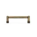 Hapny Home [K571-AB] Solid Brass Cabinet Pull Handle - Knurled Series - Standard Size - Aged Brass Finish - 4" C/C - 4 1/2" L