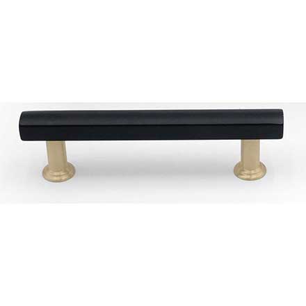 Hapny Home [M564-BSB] Solid Brass Cabinet Pull Handle - Mod Series - Standard Size - Matte Black &amp; Satin Brass Finish - 96mm C/C - 5&quot; L