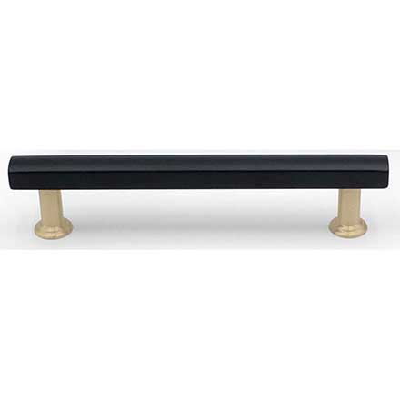 Hapny Home [M565-BSB] Solid Brass Cabinet Pull Handle - Mod Series - Oversized - Matte Black &amp; Satin Brass Finish - 5&quot; C/C - 6 1/4&quot; L