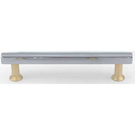 Hapny Home [M565-CSB] Solid Brass Cabinet Pull Handle - Mod Series - Oversized - Polished Chrome &amp; Satin Brass Finish - 5&quot; C/C - 6 1/4&quot; L