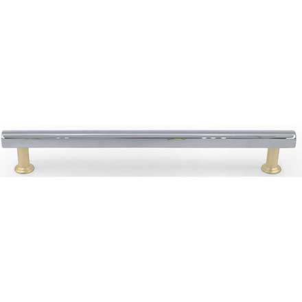 Hapny Home [M566-CSB] Solid Brass Cabinet Pull Handle - Mod Series - Oversized - Polished Chrome &amp; Satin Brass Finish - 8&quot; C/C - 9 1/4&quot; L