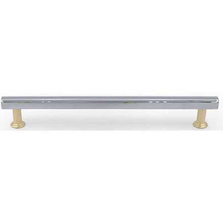 Hapny Home [M566-CSB] Solid Brass Cabinet Pull Handle - Mod Series - Oversized - Polished Chrome &amp; Satin Brass Finish - 8" C/C - 9 1/4" L