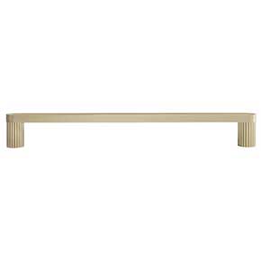 Hapny Home [R510-SB] Solid Brass Cabinet Pull Handle - Ribbed Series - Oversized - Satin Brass Finish - 8" C/C - 8 5/8" L