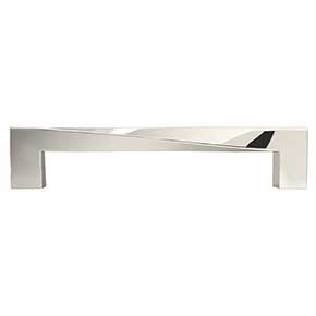 Hapny Home [TW544-PN] Solid Brass Cabinet Pull Handle - Twist Series - Oversized - Polished Nickel Finish - 5" C/C - 5 9/16" L