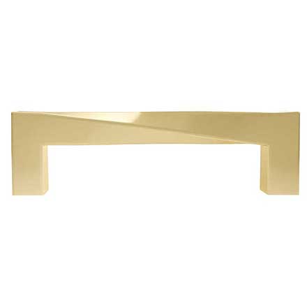 Hapny Home [TW543-SB] Solid Brass Cabinet Pull Handle - Twist Series - Standard Size - Satin Brass Finish - 96mm C/C - 4 5/16&quot; L