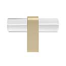 Hapny Home [C02-SB] Arcylic &amp; Solid Brass Cabinet T-Knob - Clarity Series - Clear - Satin Brass Stem - 2&quot; L 