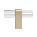 Hapny Home [C02-SB] Arcylic &amp; Solid Brass Cabinet T-Knob - Clarity Series - Clear - Satin Brass Stem - 2&quot; L