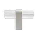 Hapny Home [C02-SN] Arcylic &amp; Solid Brass Cabinet T-Knob - Clarity Series - Clear - Satin Nickel Stem - 2&quot; L