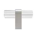 Hapny Home [C02-SN] Arcylic & Solid Brass Cabinet T-Knob - Clarity Series - Clear - Satin Nickel Stem - 2" L