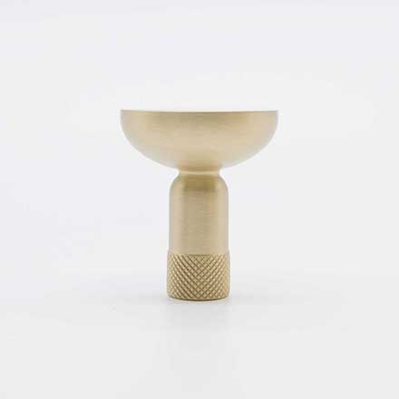 Hapny Home [K32-SB] Solid Brass Cabinet Knob - Knurled Series - Satin Brass Finish - 1 3/16&quot; Dia.
