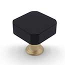 Hapny Home [M28-BSB] Solid Brass Cabinet Knob - Mod Series - Matte Black &amp; Satin Brass Finish - 1 3/16&quot; Sq.