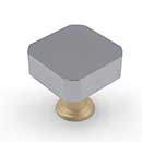 Hapny Home [M28-CSB] Solid Brass Cabinet Knob - Mod Series - Polished Chrome &amp; Satin Brass Finish - 1 3/16&quot; Sq.