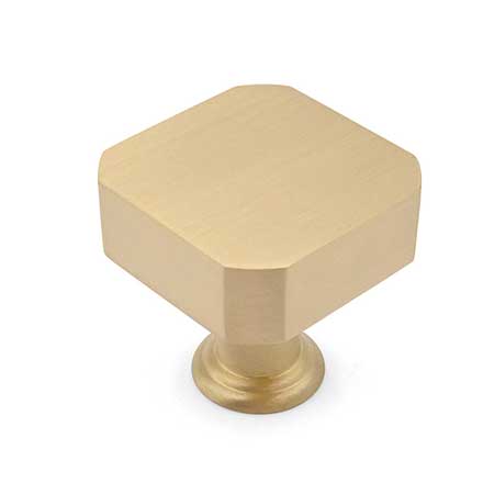 Hapny Home [M28-SB] Solid Brass Cabinet Knob - Mod Series - Satin Brass Finish - 1 3/16&quot; Sq.
