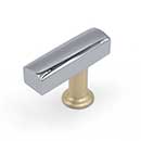 Hapny Home [M30-CSB] Solid Brass Cabinet T-Knob - Mod Series - Polished Chrome &amp; Satin Brass Finish - 1 3/4&quot; L