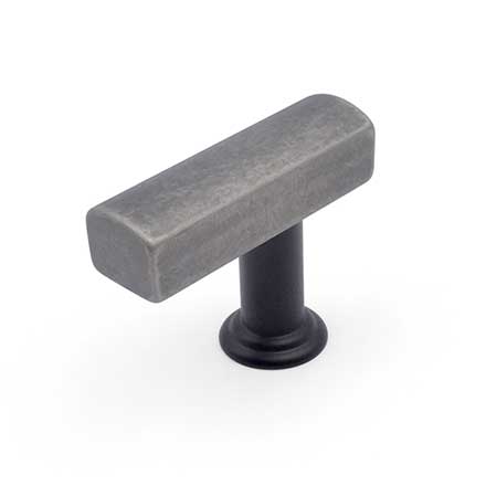 Hapny Home [M30-WMB] Solid Brass Cabinet T-Knob - Mod Series - Weathered Nickel &amp; Matte Black Finish - 1 3/4&quot; L