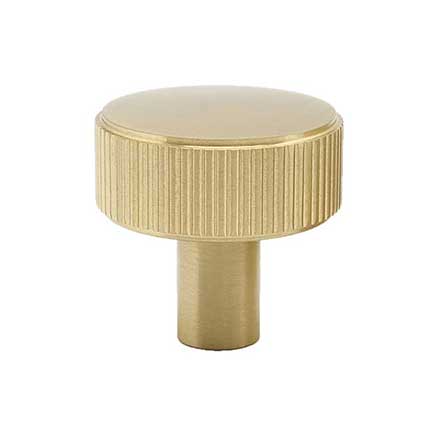 Hapny Home [R04-SB] Solid Brass Cabinet Knob - Ribbed Series - Satin Brass Finish - 1 3/8&quot; Dia.