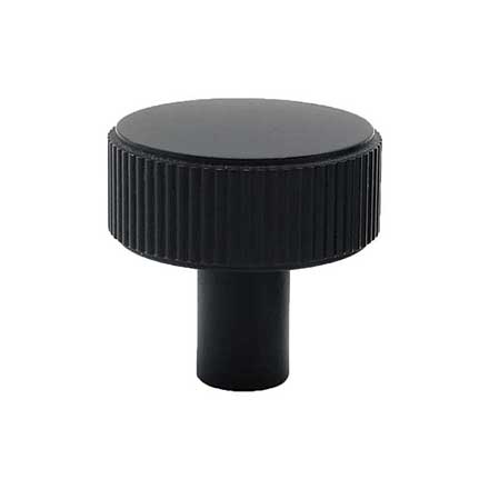 Hapny Home [R04-MB] Solid Brass Cabinet Knob - Ribbed Series - Matte Black Finish - 1 3/8&quot; Dia.