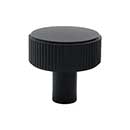 Hapny Home [R04-MB] Solid Brass Cabinet Knob - Ribbed Series - Matte Black Finish - 1 3/8" Dia.