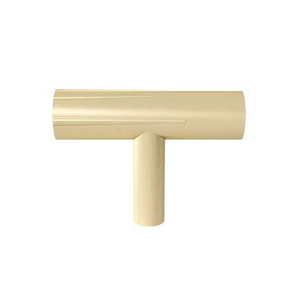 Hapny Home [SU14-SB] Solid Brass Cabinet T-Knob - Sunburst Series - Satin Brass Finish - 1 15/16&quot; L