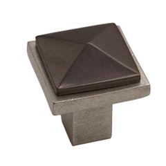 Hardware International [01-502-PE] Solid Bronze Cabinet Knob - Edge Series - Platinum / Espresso Finish - 1 1/4&quot; Sq.