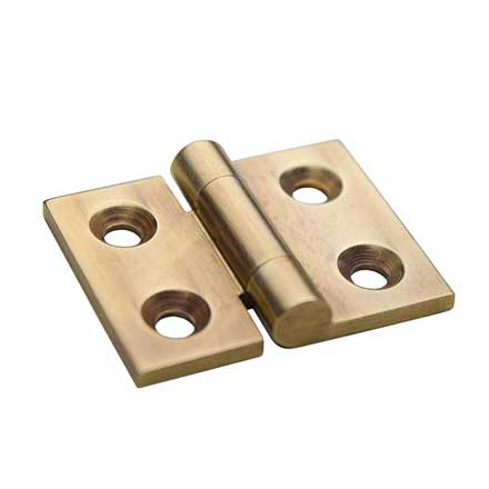 Horton Brasses [PB-405-LA] Solid Brass Box &amp; Clock Cabinet Door Butt Hinge - Square Corner - Light Antique Finish - Pair - 1" H x 1 1/4" W
