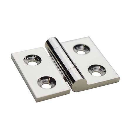 Horton Brasses [PB-405-PN] Solid Brass Box &amp; Clock Cabinet Door Butt Hinge - Square Corner - Polished Nickel Finish - Pair - 1" H x 1 1/4" W