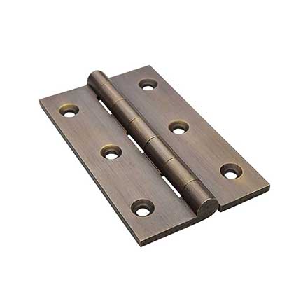 Horton Brasses [PB-409-A] Solid Brass Cabinet Door Butt Hinge - Square Corner - Antique Finish - Pair - 2 1/2&quot; H x 1 1/2&quot; W