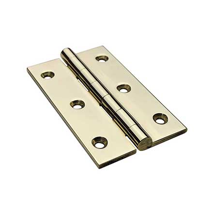 Horton Brasses [PB-409-B] Solid Brass Cabinet Door Butt Hinge - Square Corner - Polished Brass Unlacquered Finish - Pair - 2 1/2&quot; H x 1 1/2&quot; W