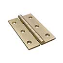 Horton Brasses [PB-409-SB] Solid Brass Cabinet Door Butt Hinge - Square Corner - Satin Brass Unlacquered Finish - Pair - 2 1/2&quot; H x 1 1/2&quot; W