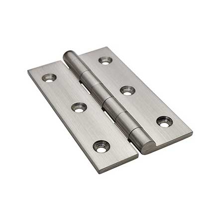 Horton Brasses [PB-409-SN] Solid Brass Cabinet Door Butt Hinge - Square Corner - Satin Nickel Finish - Pair - 2 1/2&quot; H x 1 1/2&quot; W