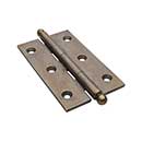 Horton Brasses [PB-409B-A] Solid Brass Cabinet Door Butt Hinge - Ball Tip - Square Corner - Antique Finish - Pair - 2 1/2&quot; H x 1 1/2&quot; W