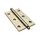 Horton Brasses [PB-409B-B] Solid Brass Cabinet Door Butt Hinge - Ball Tip - Square Corner - Polished Brass Unlacquered Finish - Pair - 2 1/2&quot; H x 1 1/2&quot; W