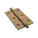 Horton Brasses [PB-409B-LA] Solid Brass Cabinet Door Butt Hinge - Ball Tip - Square Corner - Light Antique Finish - Pair - 2 1/2&quot; H x 1 1/2&quot; W
