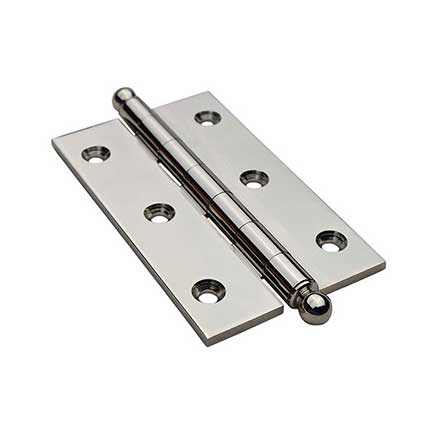Horton Brasses [PB-409B-PN] Solid Brass Cabinet Door Butt Hinge - Ball Tip - Square Corner - Polished Nickel Finish - Pair - 2 1/2&quot; H x 1 1/2&quot; W