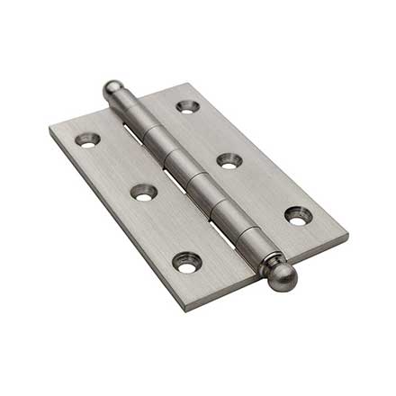 Horton Brasses [PB-409B-SN] Solid Brass Cabinet Door Butt Hinge - Ball Tip - Square Corner - Satin Nickel Finish - Pair - 2 1/2&quot; H x 1 1/2&quot; W