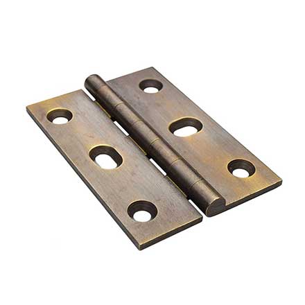 Horton Brasses [PB-410-A] Solid Brass Cabinet Door Butt Hinge - Square Corner - Adjustable - Antique Finish - Pair - 2 1/2&quot; H x 1 3/4&quot; W