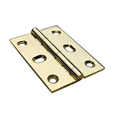 Horton Brasses [PB-410-B] Solid Brass Cabinet Door Butt Hinge - Square Corner - Adjustable - Polished Brass Unlacquered Finish - Pair - 2 1/2" H x 1 3/4" W