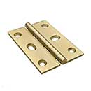 Horton Brasses [PB-410-SB] Solid Brass Cabinet Door Butt Hinge - Square Corner - Adjustable - Satin Brass Unlacquered Finish - Pair - 2 1/2&quot; H x 1 3/4&quot; W