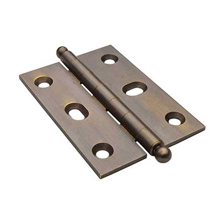 Horton Brasses [PB-410B-A] Solid Brass Cabinet Door Butt Hinge - Ball Tip - Square Corner - Adjustable - Antique Finish - Pair - 2 1/2&quot; H x 1 3/4&quot; W