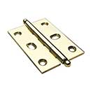 Horton Brasses [PB-410B-B] Solid Brass Cabinet Door Butt Hinge - Ball Tip - Square Corner - Adjustable - Polished Brass Unlacquered Finish - Pair - 2 1/2&quot; H x 1 3/4&quot; W